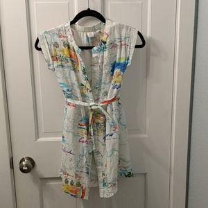 Map print shirt dress